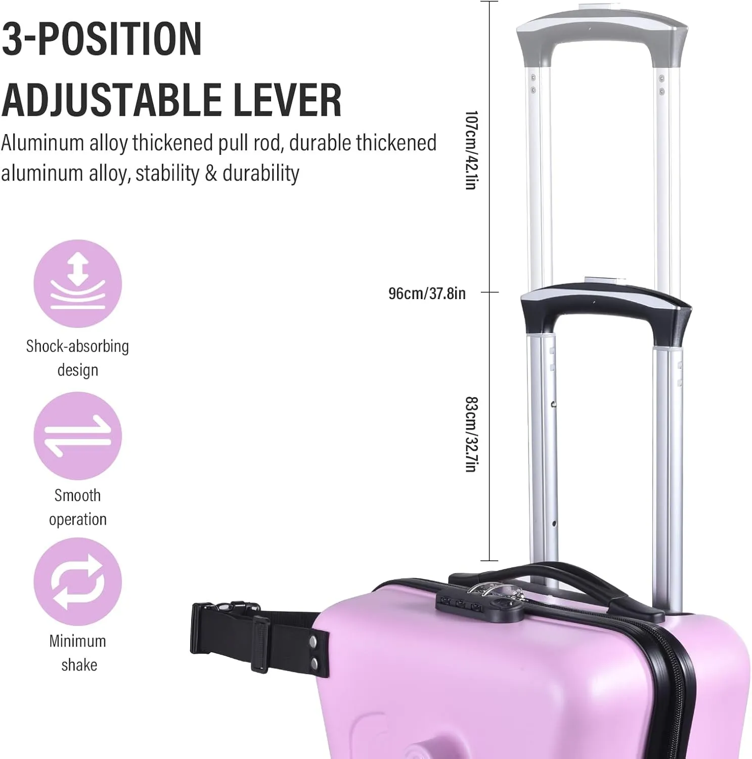 24 Inch Kids Ride Suitcase,Toddler Luggage Seat Ride with Lock - Kids Travel Trolley with Safety Belt, kids luggage with wheels Child Stroller Spinner Luggage, ABS PC (Pink, 5-12 Years)