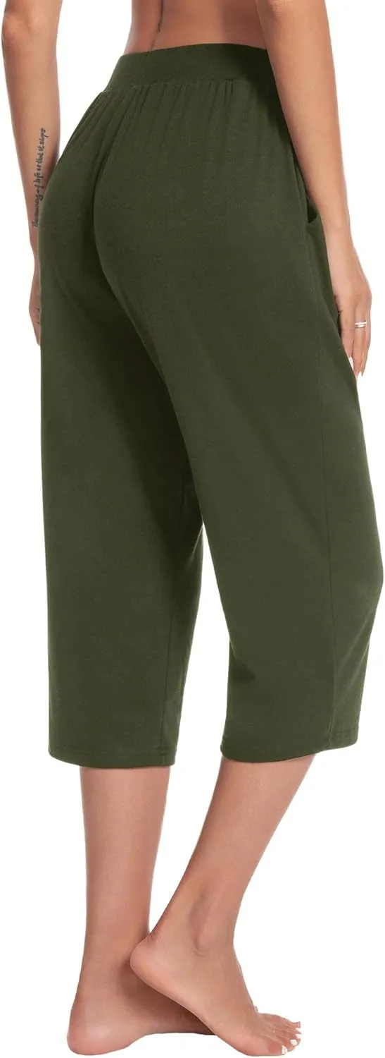 3 Pack Capri Pants for Women Loose Lounge Cropped Sweatpants Joggers Yoga Casual Workout Pants with Pockets