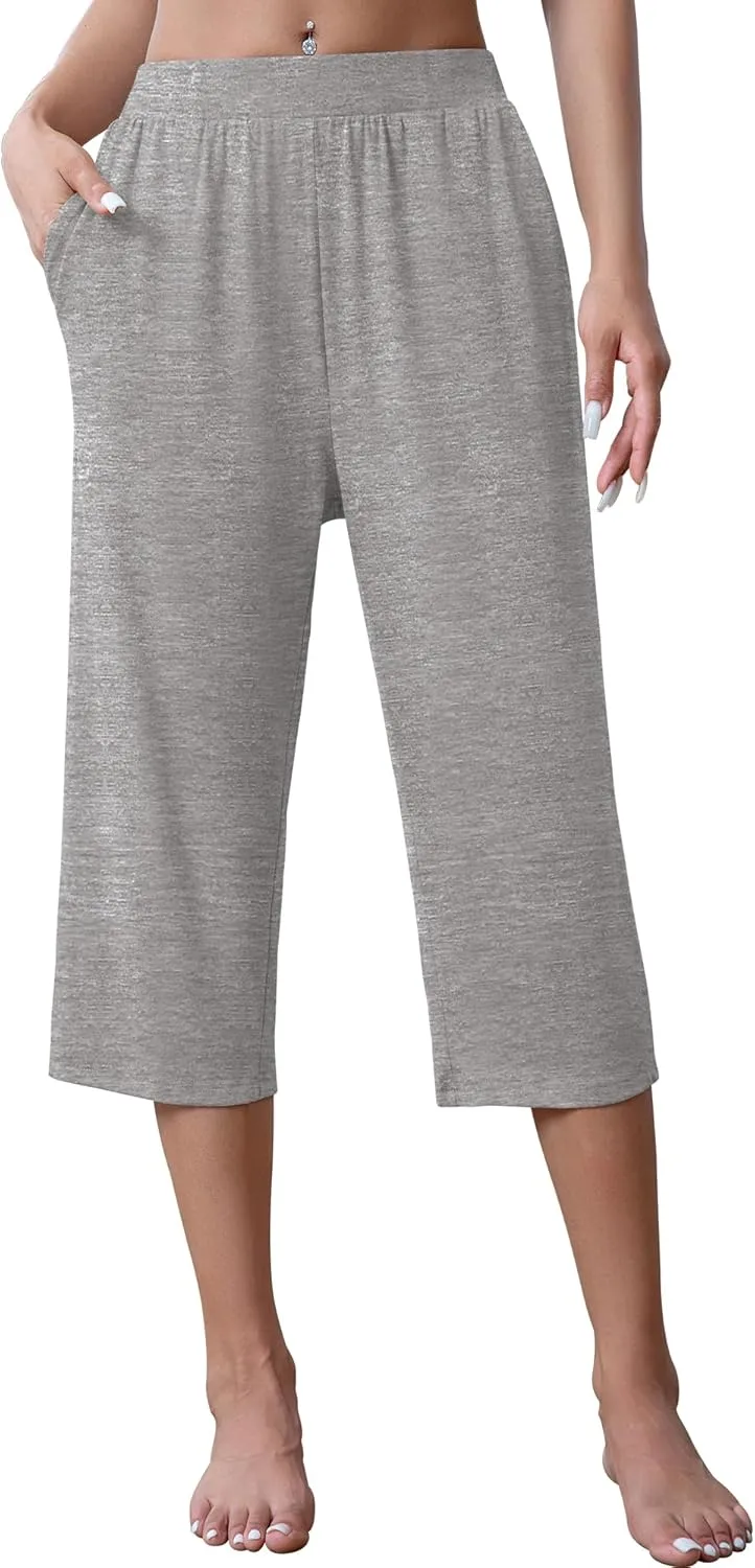 3 Pack Capri Pants for Women Loose Lounge Cropped Sweatpants Joggers Yoga Casual Workout Pants with Pockets