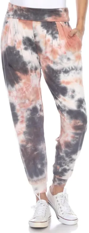 560TD-Pink-S Tie Dye Harem Pants, Pink - Small