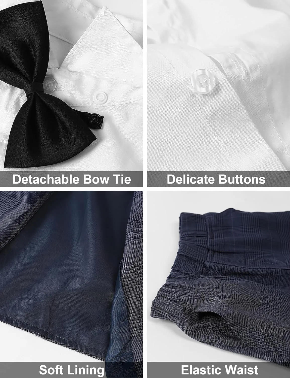 A&J DESIGN Toddler Suit, Gentleman Outfit for boys, 3pcs Clothes Set Shirt & Vest & Shorts with Bowtie