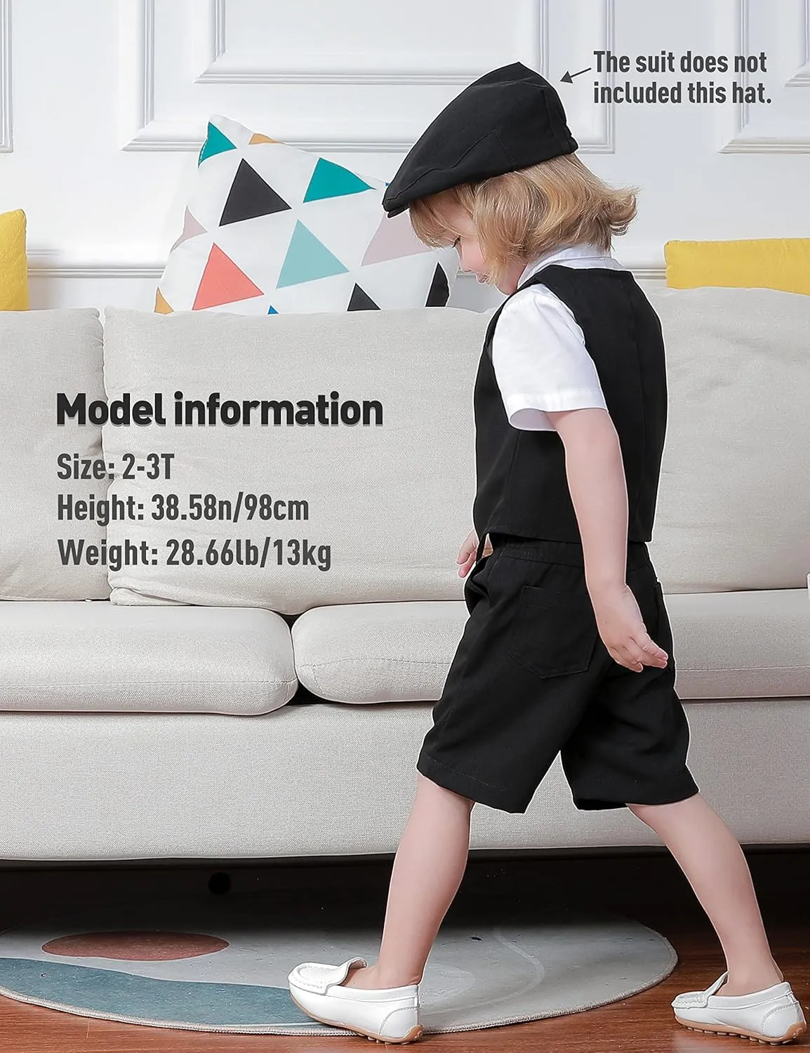 A&J DESIGN Toddler Suit, Gentleman Outfit for boys, 3pcs Clothes Set Shirt & Vest & Shorts with Bowtie