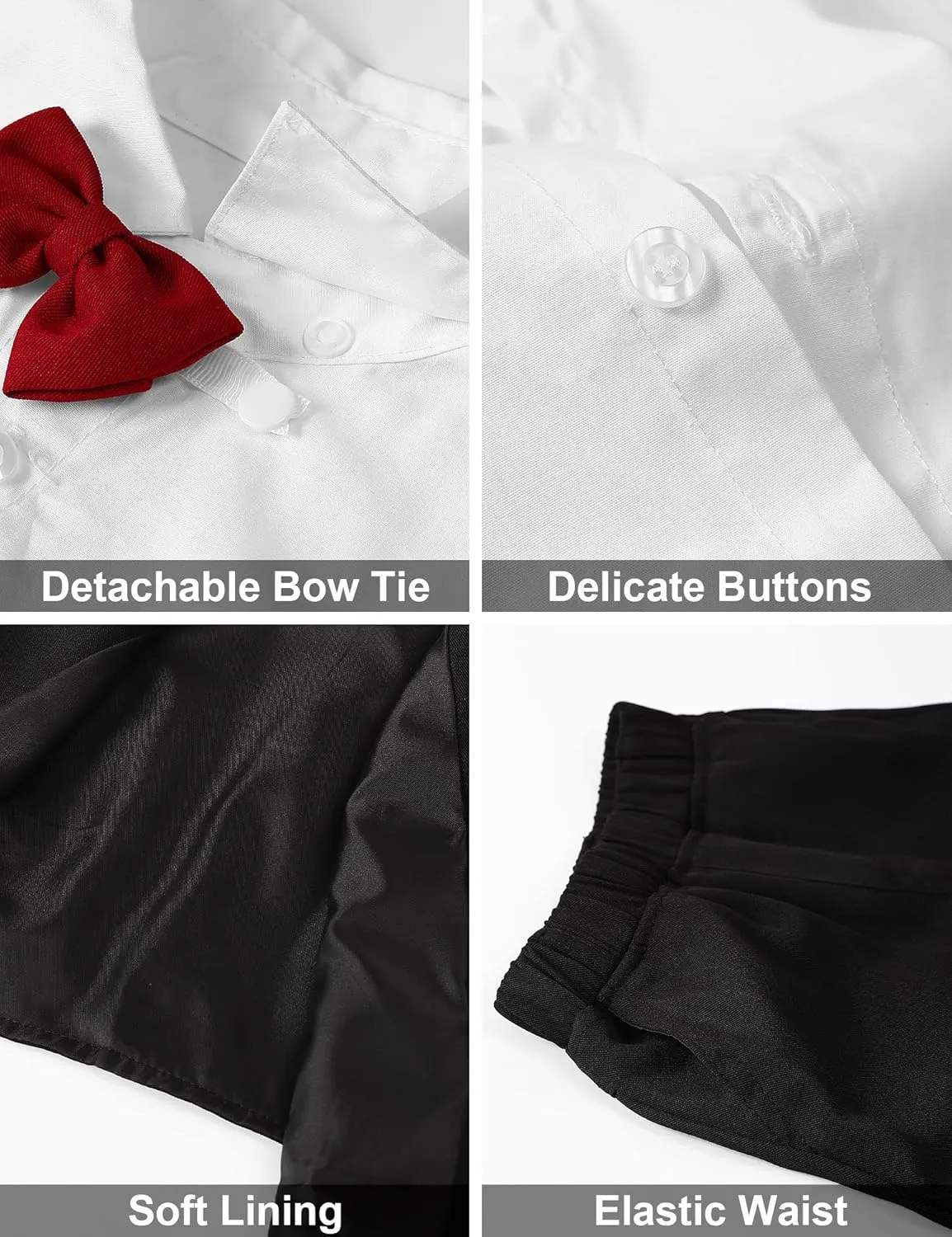 A&J DESIGN Toddler Suit, Gentleman Outfit for boys, 3pcs Clothes Set Shirt & Vest & Shorts with Bowtie