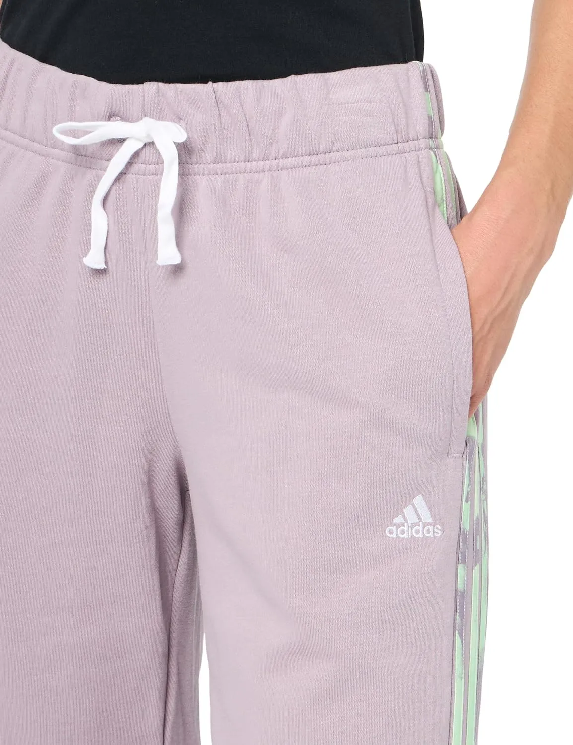 adidas Women's Floral Graphic 3-Stripes French Terry Pants