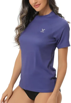 ADOREISM Women's Rash Guard Short Sleeve UPF 50  Quick-Dry Swim Shirt Women