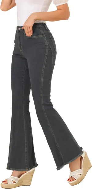 Allegra K Women's 70s Vintage Flare Jeans High Waist Stretch Denim Bell Bottoms Jeans