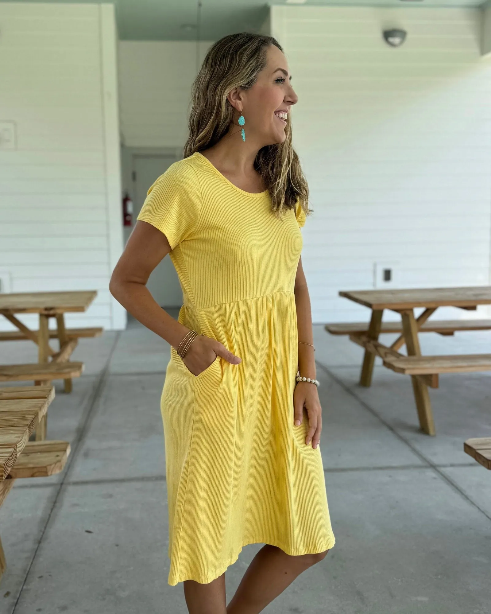AMELIA rib knit dress in Pineapple