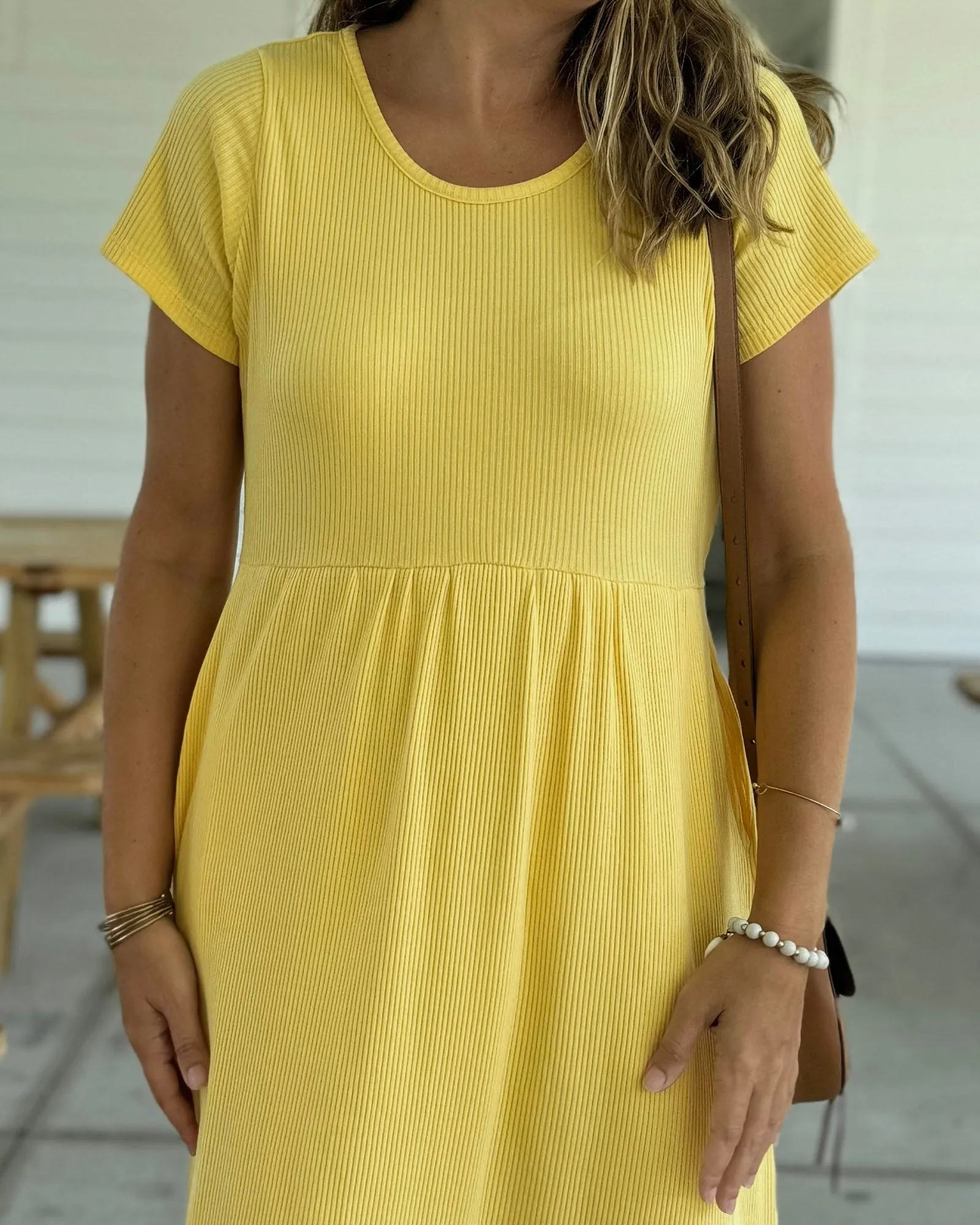 AMELIA rib knit dress in Pineapple