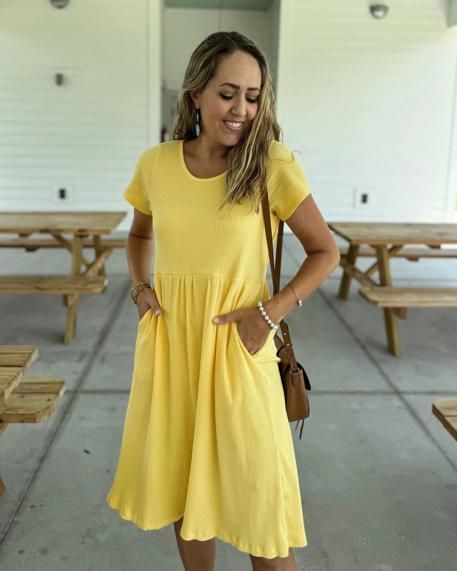 AMELIA rib knit dress in Pineapple