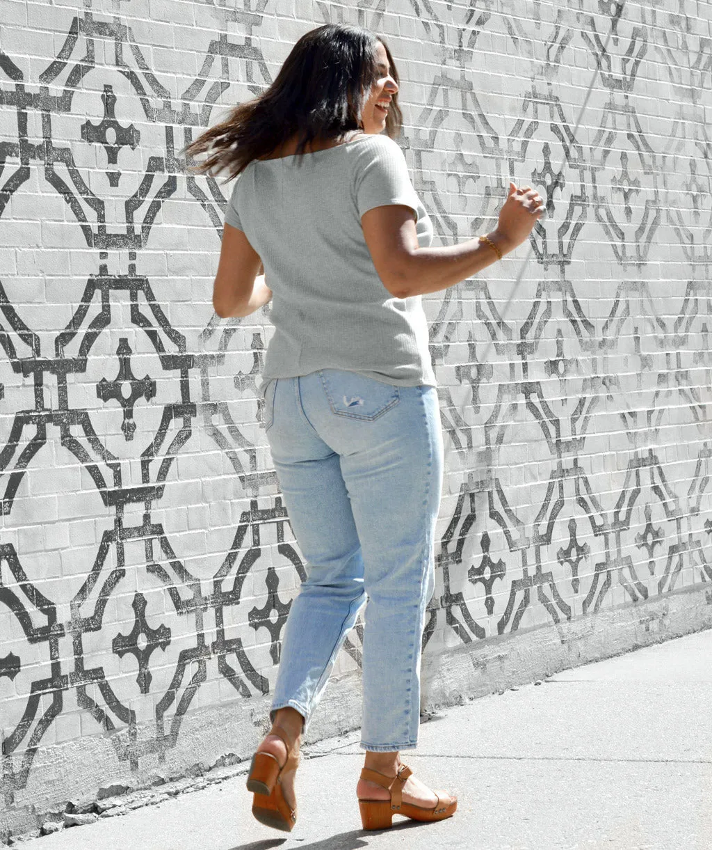 AMELIE boatneck tee in Heather Grey