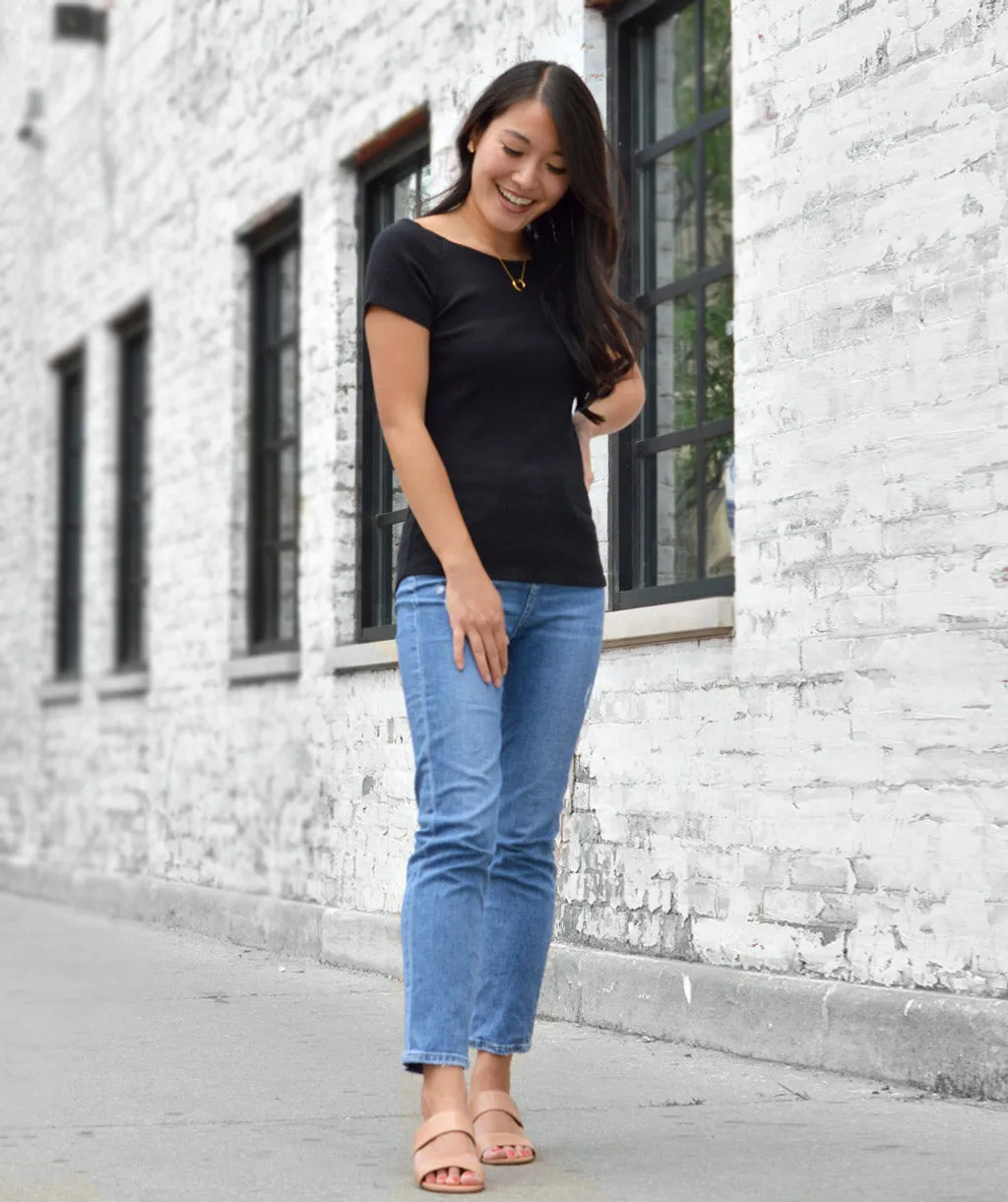 AMELIE boatneck tee in Jet Black