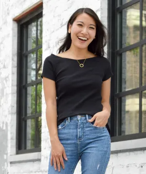 AMELIE boatneck tee in Jet Black