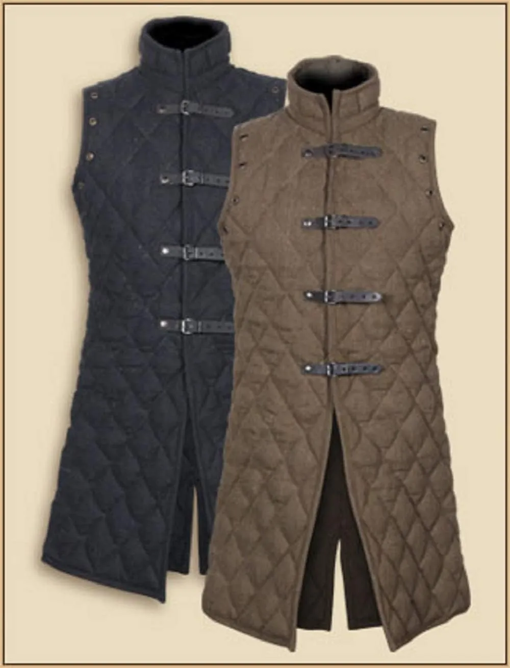 AnNafi Gambeson Coat Aketon Jacket Armor, Costumes Dress SCA Medieval Thick Padded Full Length