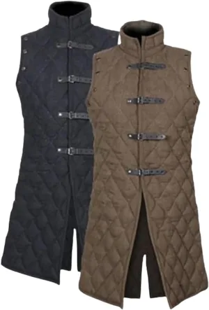 AnNafi Gambeson Coat Aketon Jacket Armor, Costumes Dress SCA Medieval Thick Padded Full Length