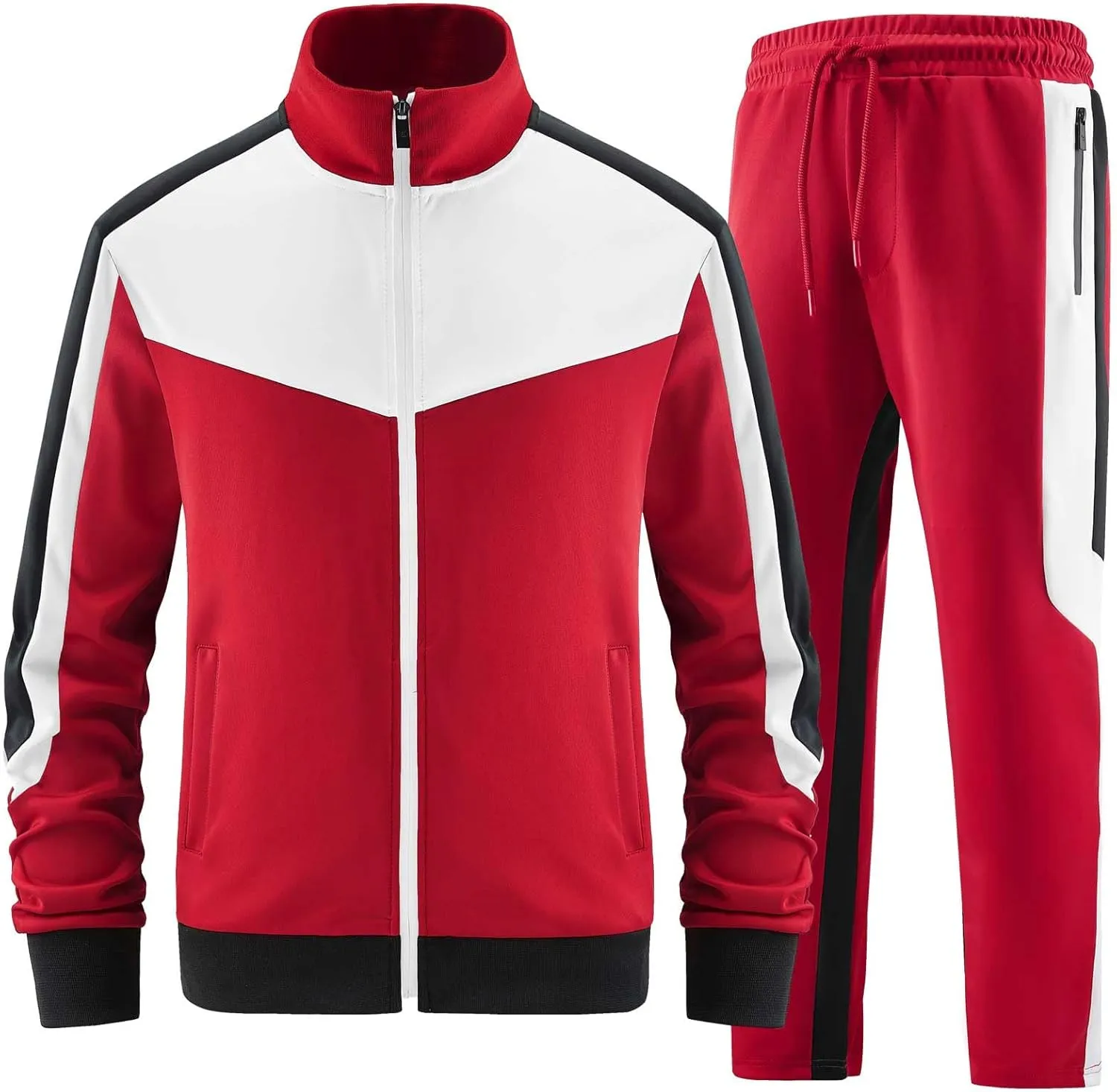 ANOTWENER Mens Casual 2 Piece Tracksuit Sets Long Sleeve Full Zip Jacket and Sweatpants Sweatsuit Outfits