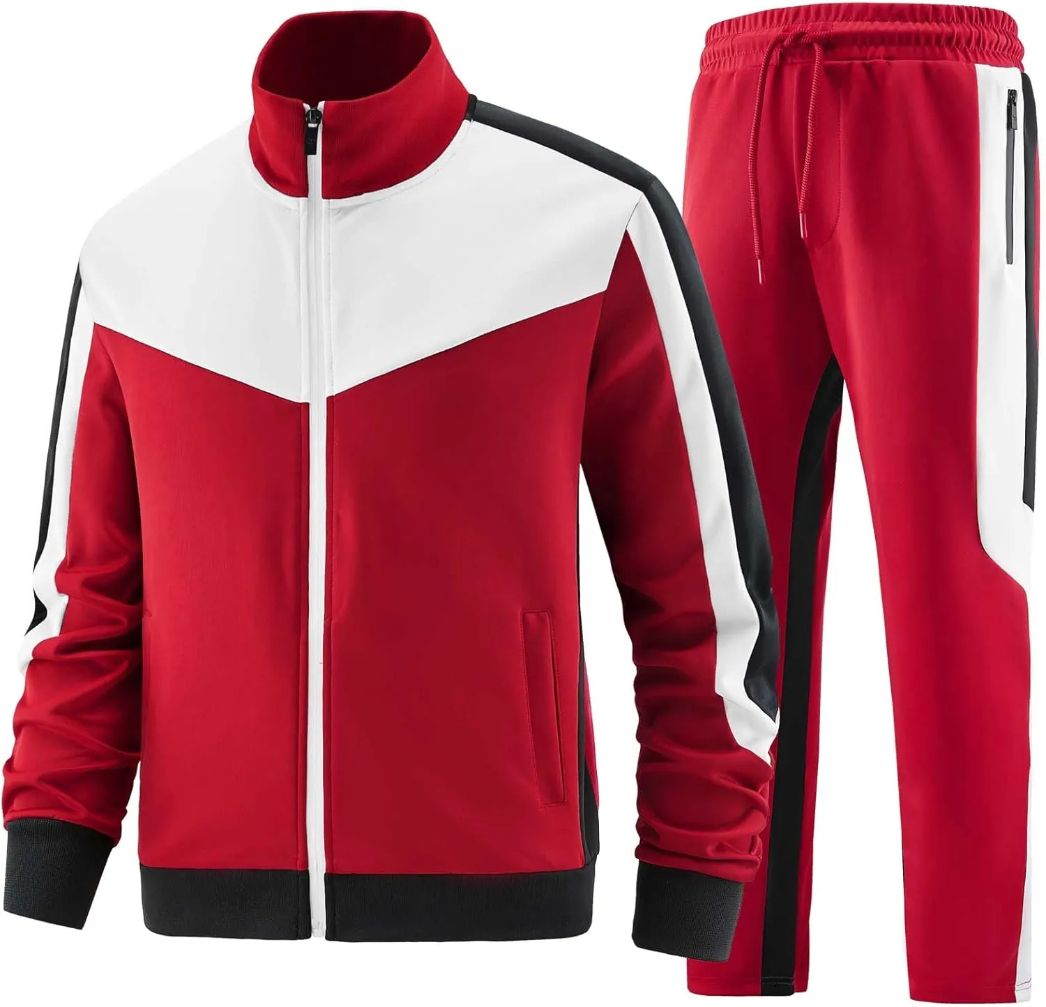 ANOTWENER Mens Casual 2 Piece Tracksuit Sets Long Sleeve Full Zip Jacket and Sweatpants Sweatsuit Outfits