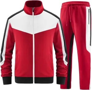 ANOTWENER Mens Casual 2 Piece Tracksuit Sets Long Sleeve Full Zip Jacket and Sweatpants Sweatsuit Outfits