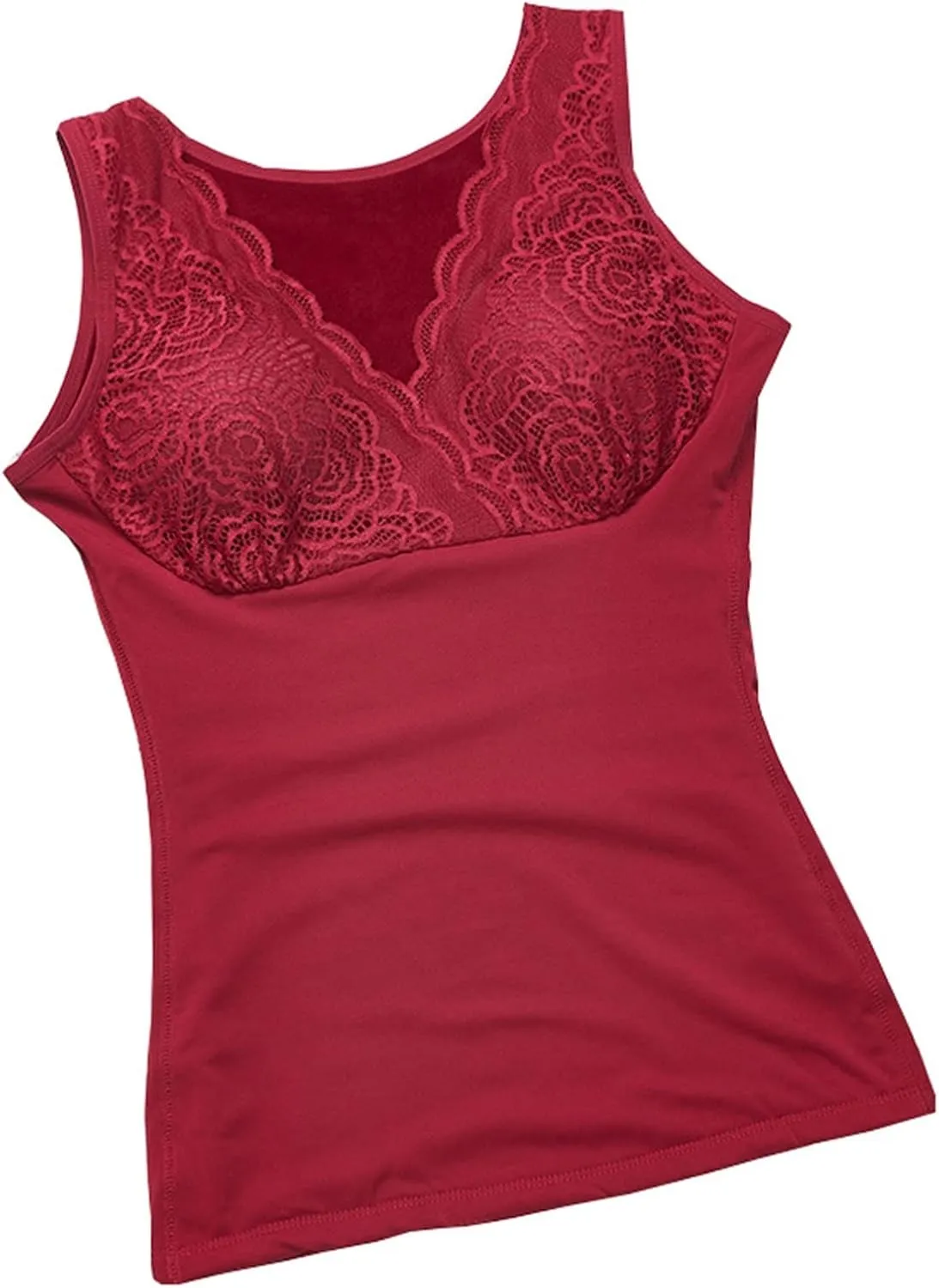ANRIO Velvet Thicken Thermal Underwear for Women Plus Size Thermals Body Slim Shaper Camisole Sleeveless Vest Tank Tops (Color : Wine, Size : XXXXXL/XXXXX-Large)