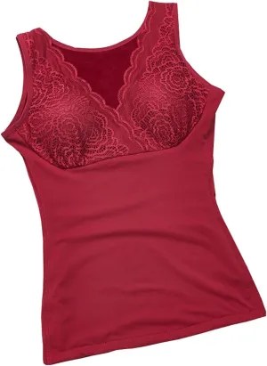 ANRIO Velvet Thicken Thermal Underwear for Women Plus Size Thermals Body Slim Shaper Camisole Sleeveless Vest Tank Tops (Color : Wine, Size : XXXXXL/XXXXX-Large)