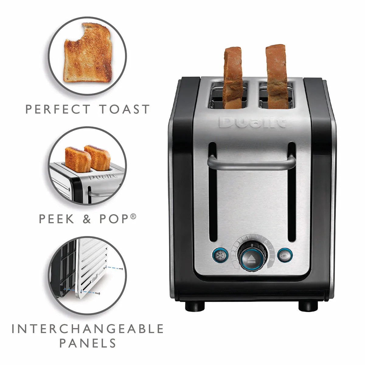 Architect 2-Slot Toaster in Black & Brushed Stainless Steel