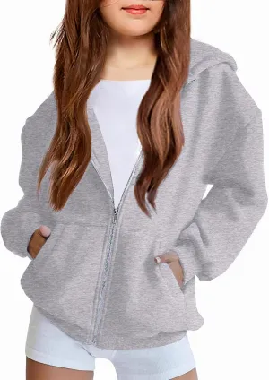 Arshiner Girls Zip Up Hoodies Teen Fleece Full-Zip Sweatshirts Jacket Casual Fall Hoodie with Pocket