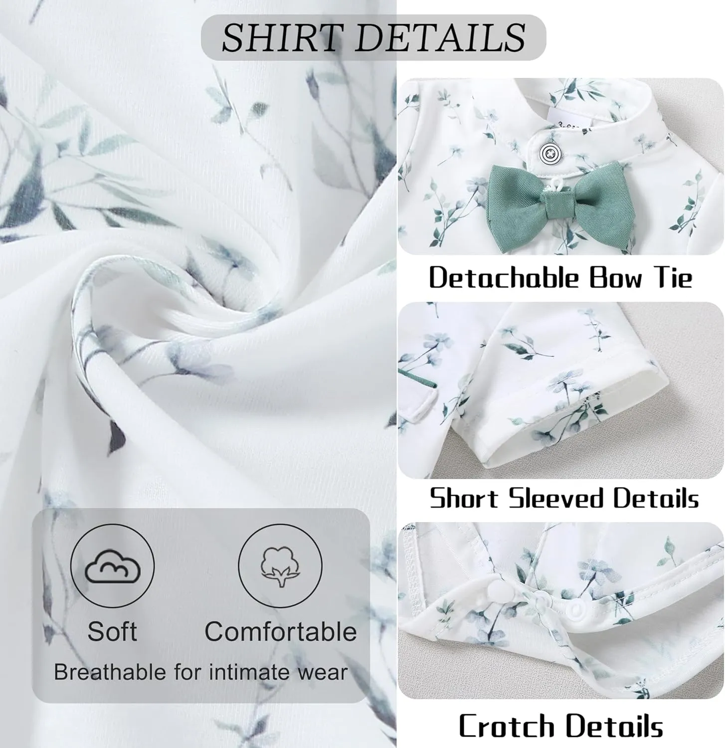 Baby Boy Clothes Suits 3-24M Infant Gentleman Outfits, Short Sleeve Shirt Bowtie Beret Suspender Pants Clothing Set