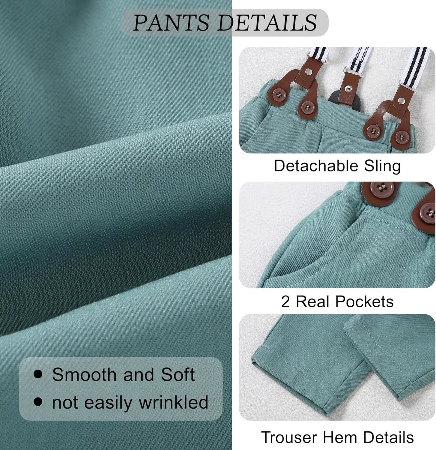 Baby Boy Clothes Suits 3-24M Infant Gentleman Outfits, Short Sleeve Shirt Bowtie Beret Suspender Pants Clothing Set