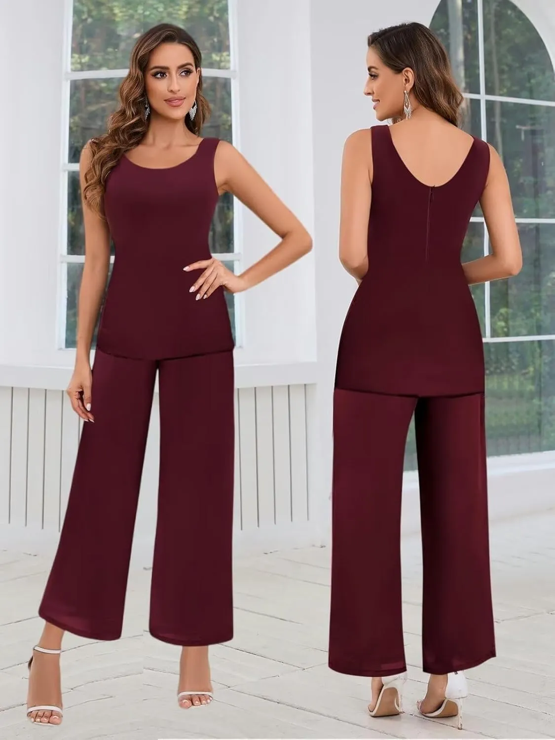 BANTRATIC 3 Pieces Mother of The Bride Pant Suits Dressy Formal Pantsuits for Wedding Evening Prom Cocktail Pants Outfit