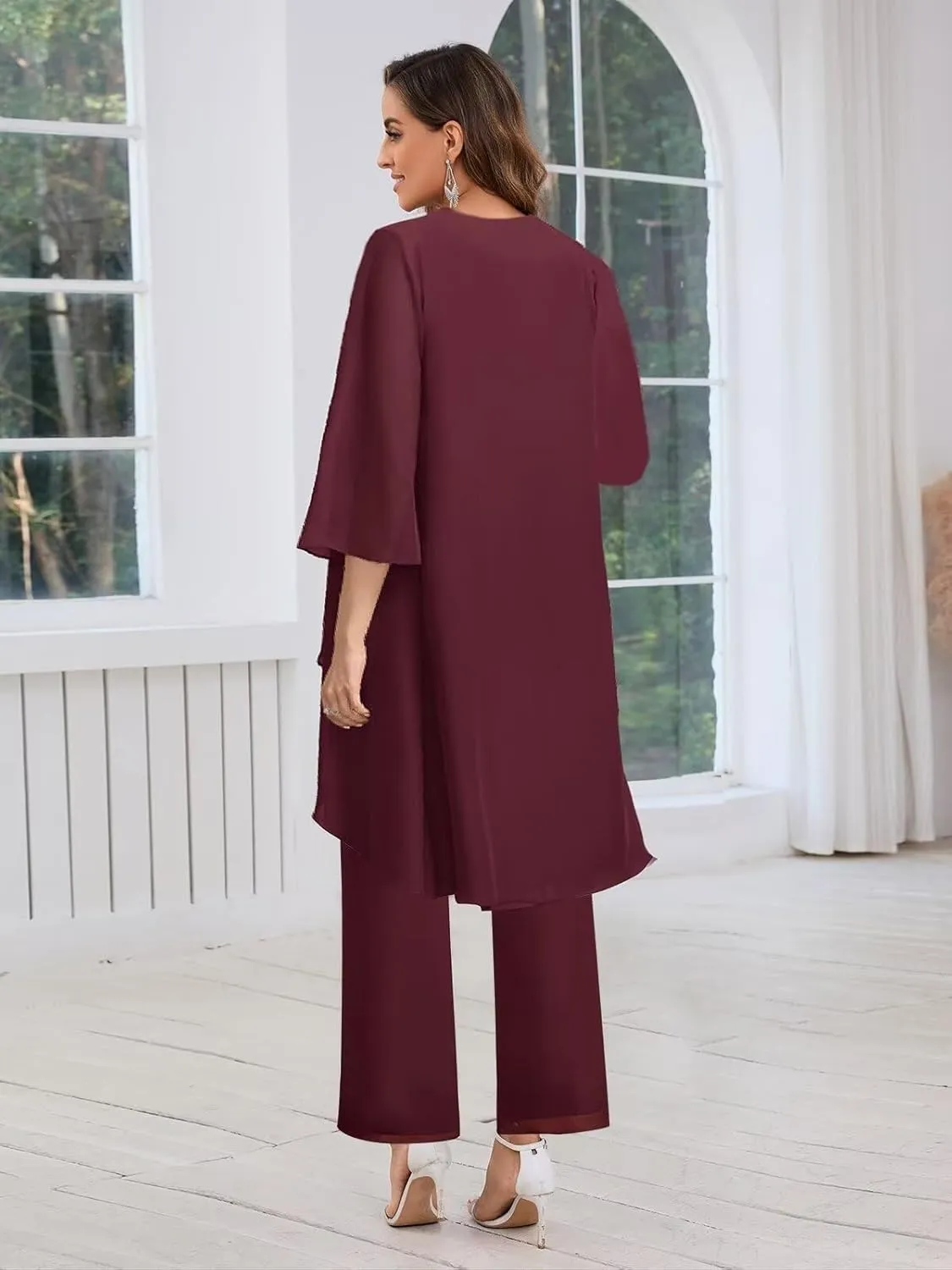 BANTRATIC 3 Pieces Mother of The Bride Pant Suits Dressy Formal Pantsuits for Wedding Evening Prom Cocktail Pants Outfit