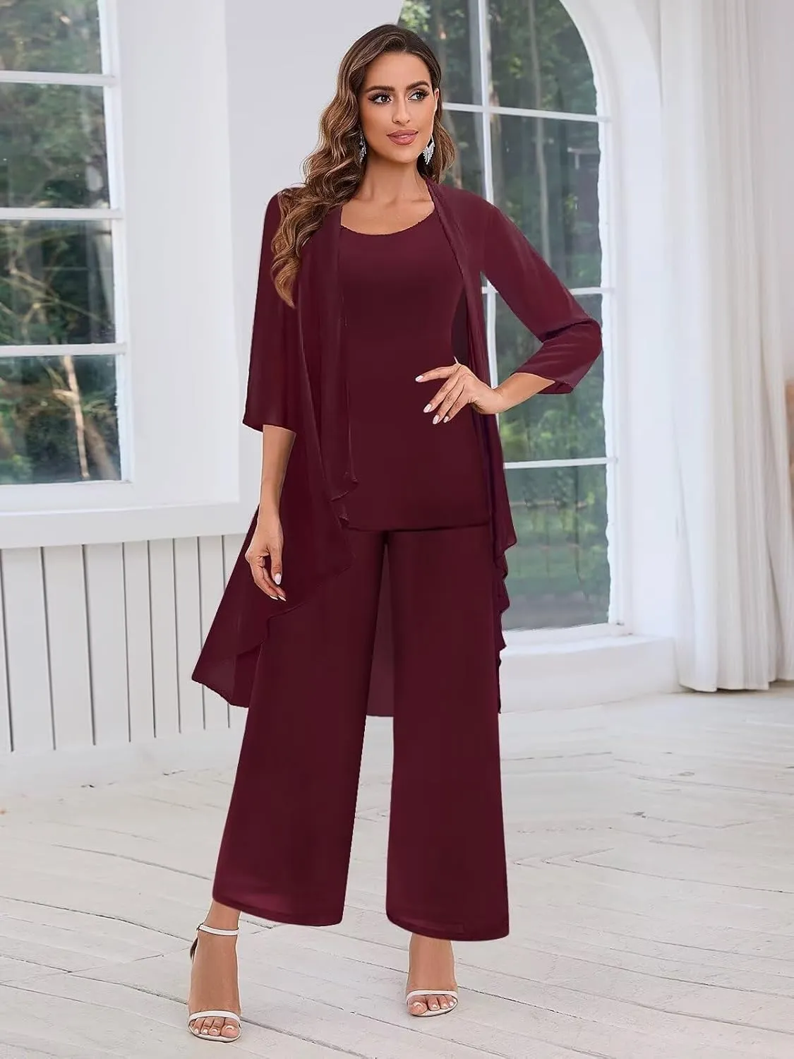 BANTRATIC 3 Pieces Mother of The Bride Pant Suits Dressy Formal Pantsuits for Wedding Evening Prom Cocktail Pants Outfit