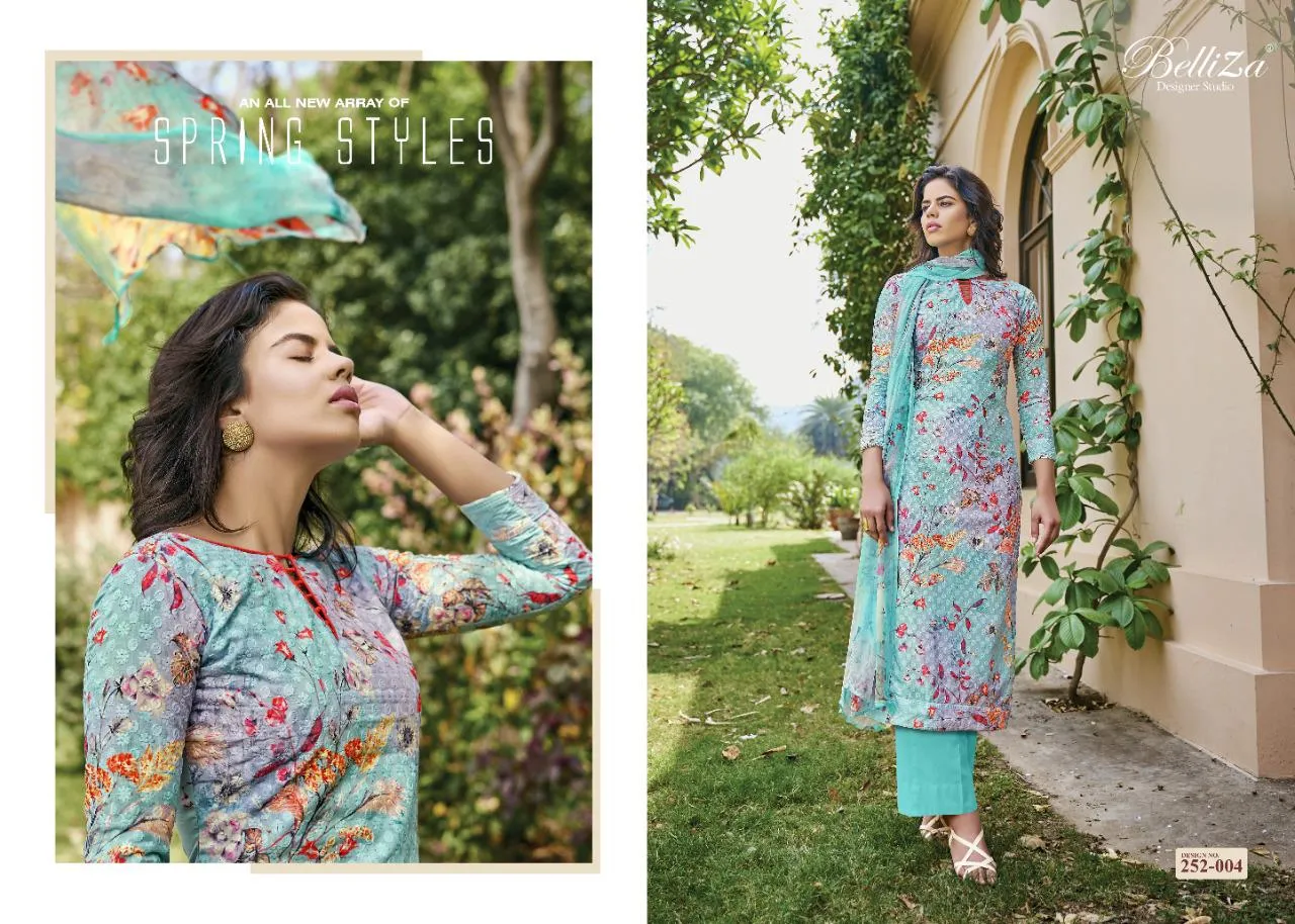 BELLIZA DESIGNER STUDIO ISABELLE COTTON DIGITAL PRINT HEAVY EMBROIDERY