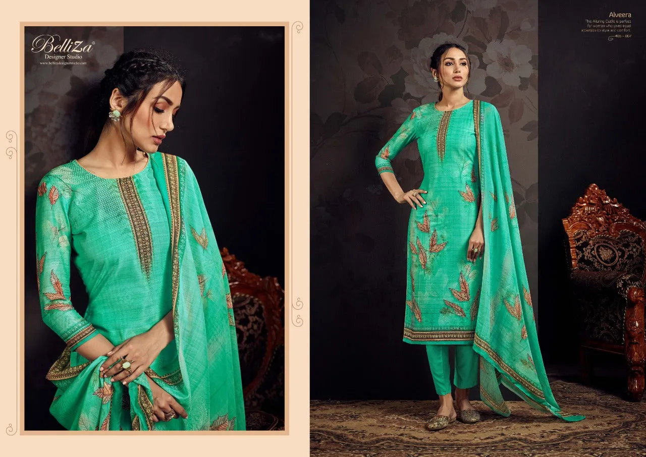 BELLIZA DESIGNER STUDIO PRESENTS ALVEERA PRINTED DRESS MATERIAL
