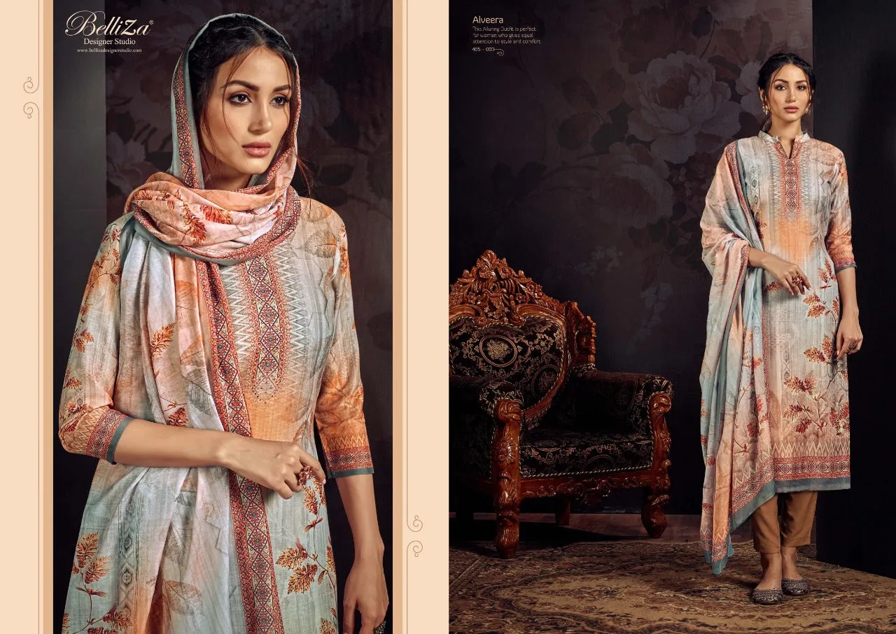 BELLIZA DESIGNER STUDIO PRESENTS ALVEERA PRINTED DRESS MATERIAL