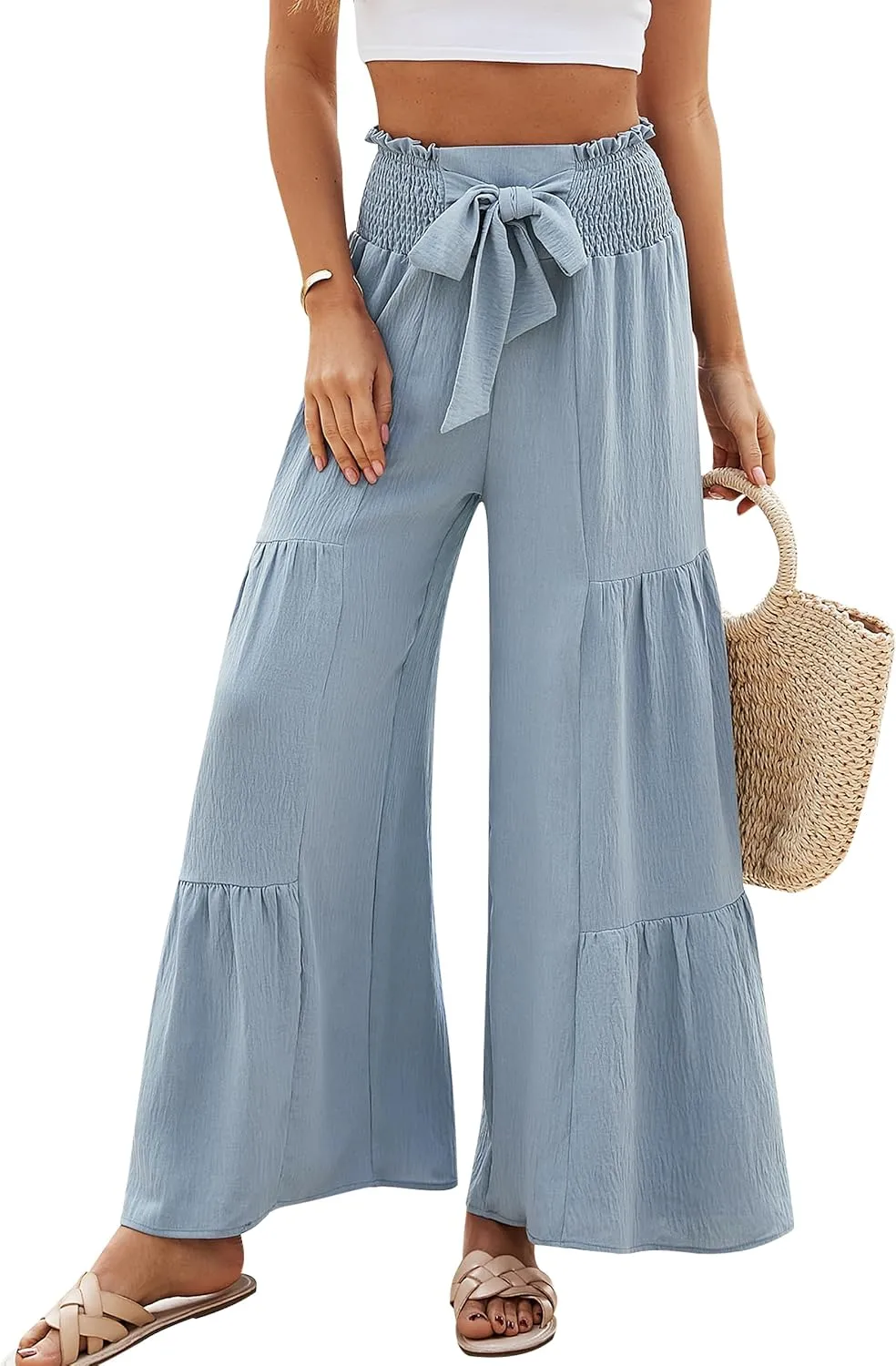 Blooming Jelly Women Casual Pants Wide Leg Trousers High Waisted Pant Trendy Vacation Outift 2025