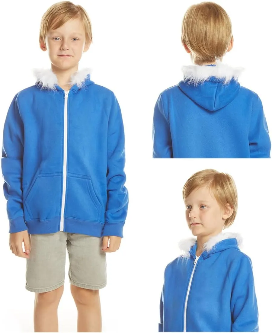 Blue Jacket Hoodies Sweatshirt Zipper Coat Halloween Costume Outwear Top Fleece Suits for Boys Girls