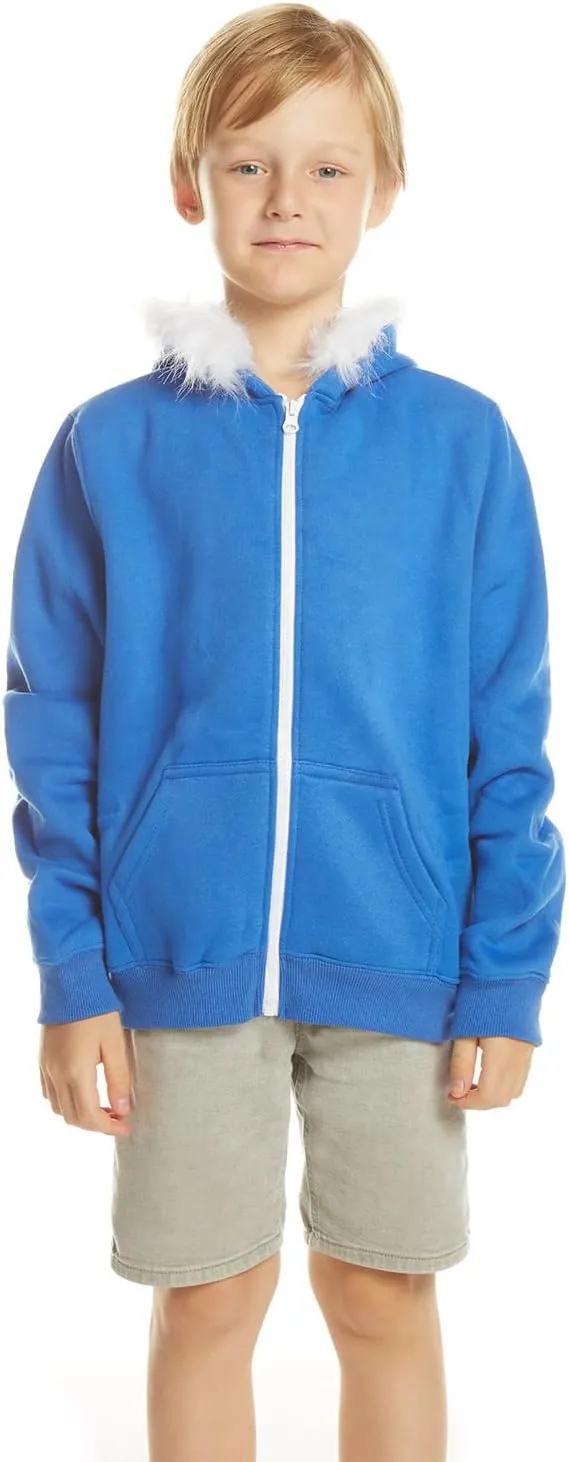Blue Jacket Hoodies Sweatshirt Zipper Coat Halloween Costume Outwear Top Fleece Suits for Boys Girls