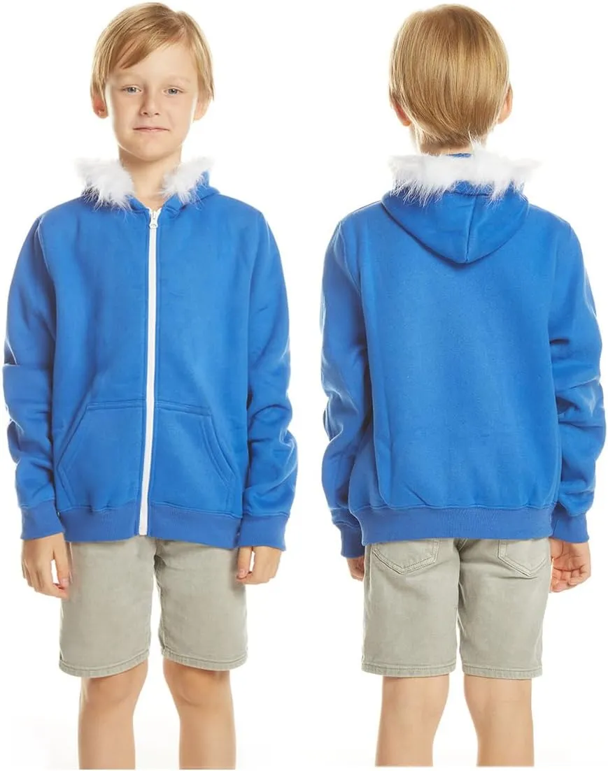 Blue Jacket Hoodies Sweatshirt Zipper Coat Halloween Costume Outwear Top Fleece Suits for Boys Girls