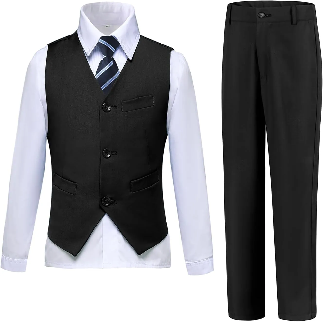 Boys Suits Slim Fit 4 Piece Formal Dresswear Suit for Kids Tuxedo Wedding Set Toddler Boy Dress with Vest Shirt Pants and Tie