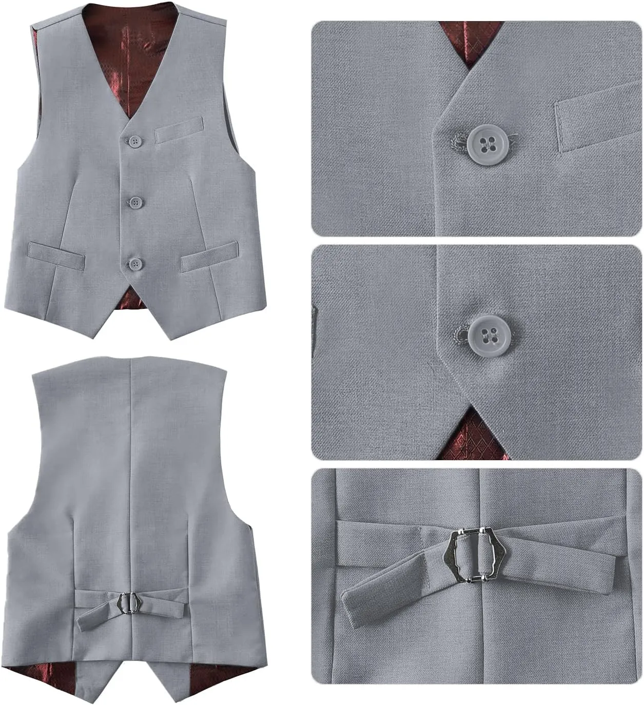 Boys Suits Slim Fit 4 Piece Formal Dresswear Suit for Kids Tuxedo Wedding Set Toddler Boy Dress with Vest Shirt Pants and Tie