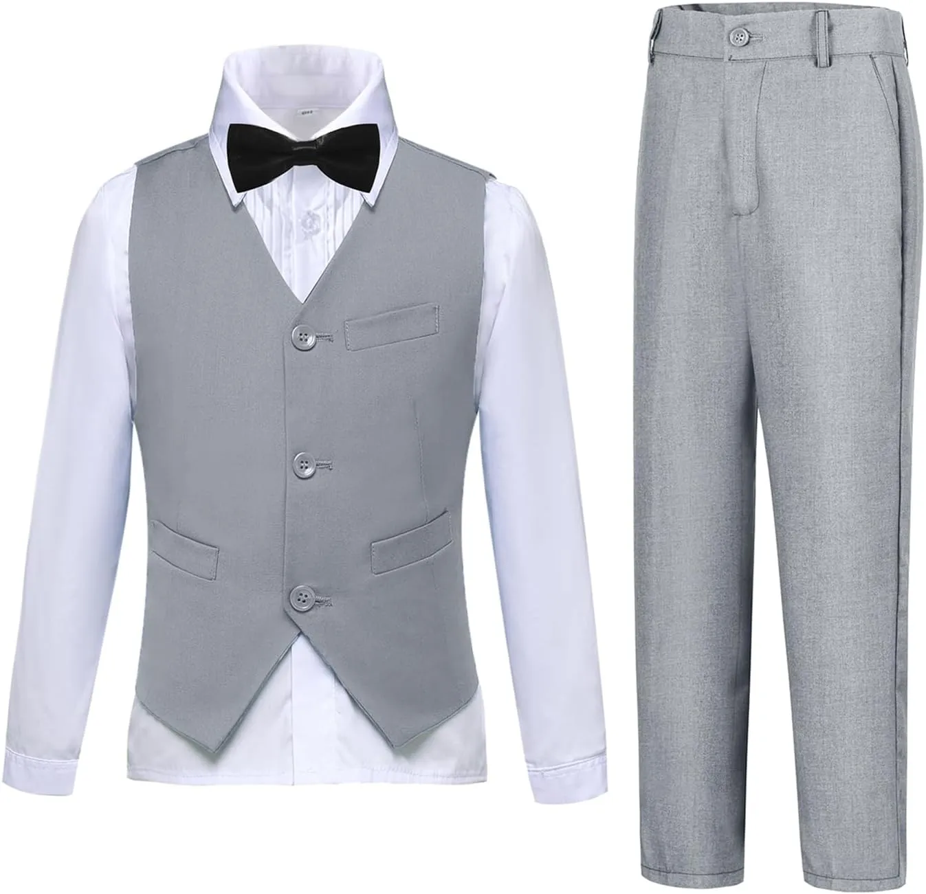 Boys Suits Slim Fit 4 Piece Formal Dresswear Suit for Kids Tuxedo Wedding Set Toddler Boy Dress with Vest Shirt Pants and Tie