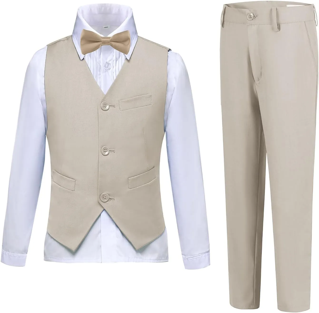 Boys Suits Slim Fit 4 Piece Formal Dresswear Suit for Kids Tuxedo Wedding Set Toddler Boy Dress with Vest Shirt Pants and Tie