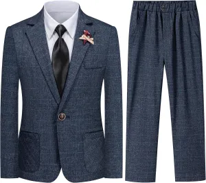 Boys Suits Slim Fit Toddler Formal Plaid Striped Tuxedo Suit Set Kids Wedding Outfit Communion Dress Clothes