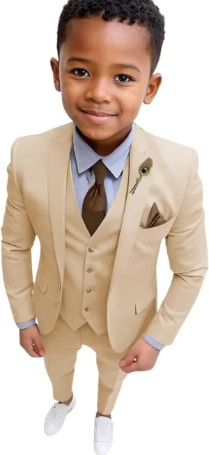 Boys Suits Tuxedo Slim Fit Suit for Kids Toddler 3 Piece Formal Wedding Outfit Jacket Vest Pants Set