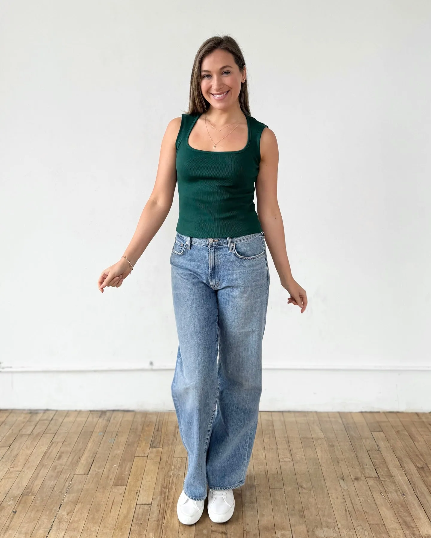 BRIDGETTE rib knit tank in Dark Green