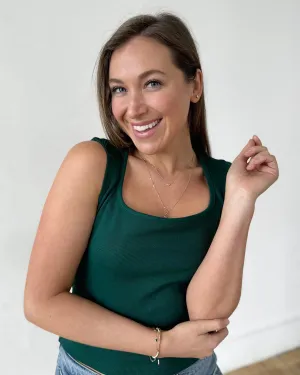 BRIDGETTE rib knit tank in Dark Green