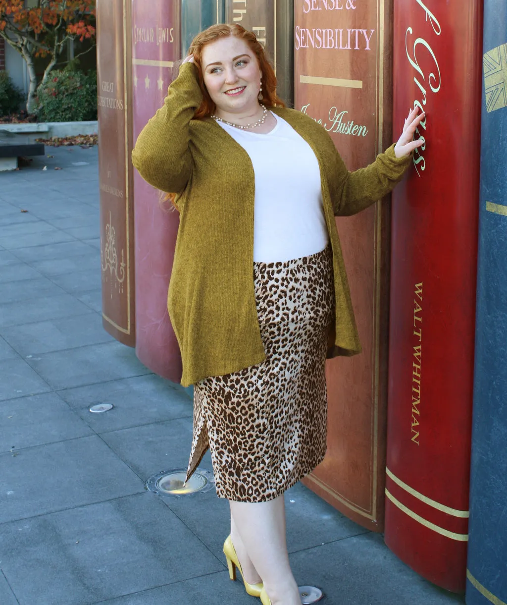 BROOKLYN rib knit cardigan in Mustard