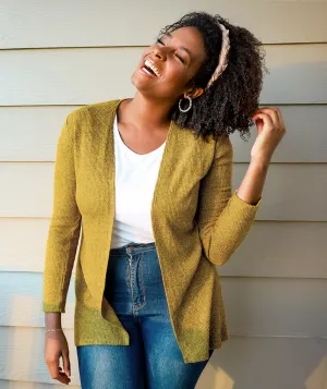 BROOKLYN rib knit cardigan in Mustard