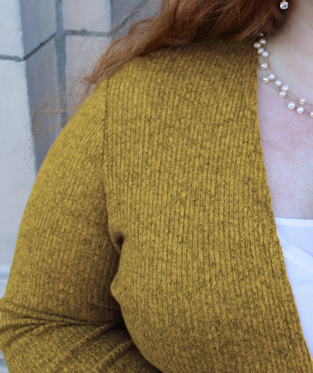BROOKLYN rib knit cardigan in Mustard