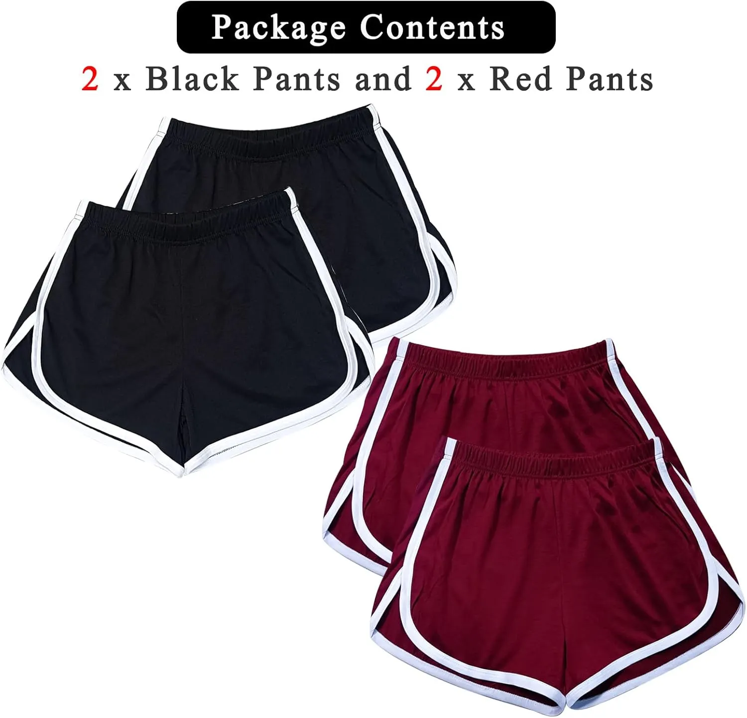 Cameway 4 Pack Women's Cotton Yoga Dance Short Pants Summer Athletic Cycling Hiking Sports Shorts