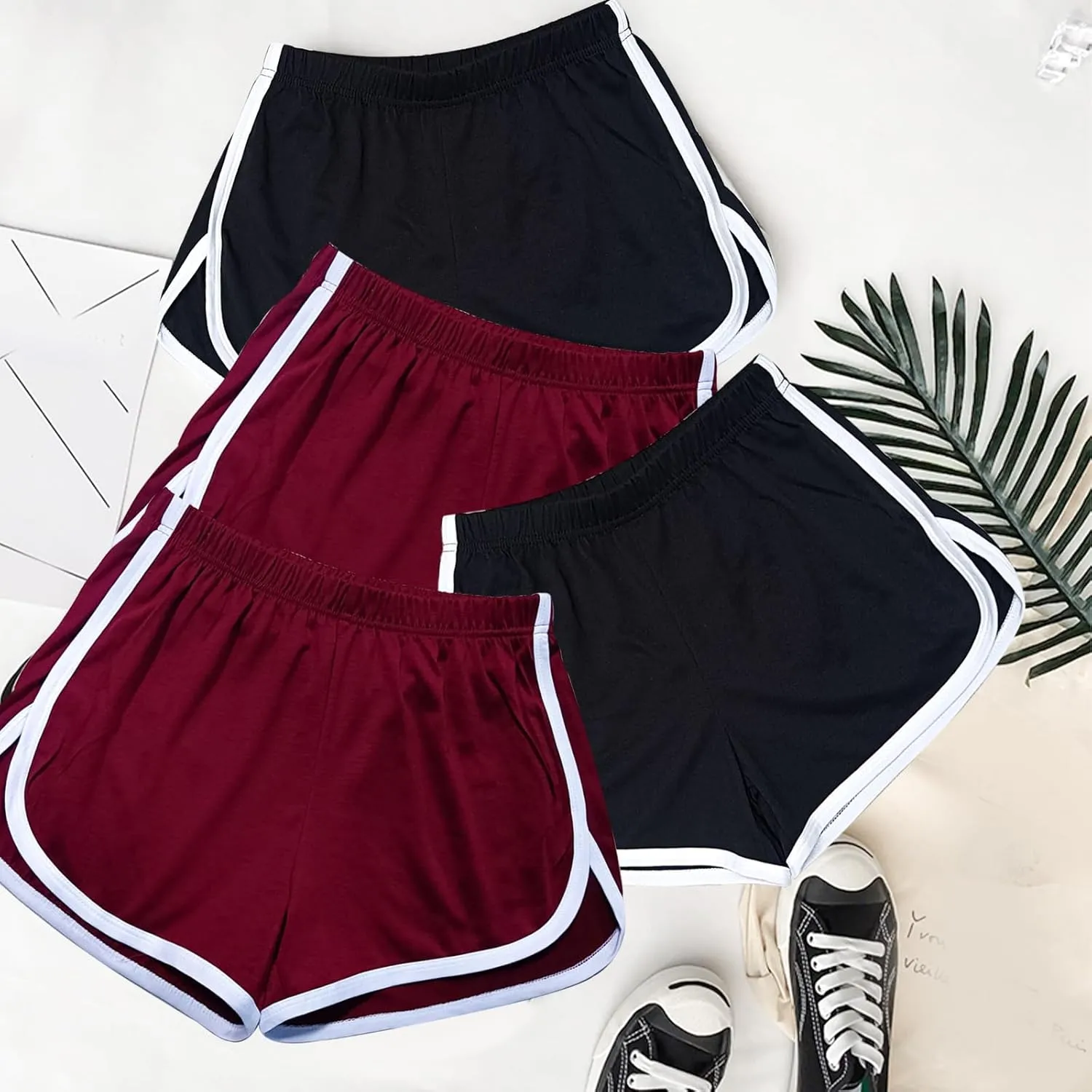 Cameway 4 Pack Women's Cotton Yoga Dance Short Pants Summer Athletic Cycling Hiking Sports Shorts